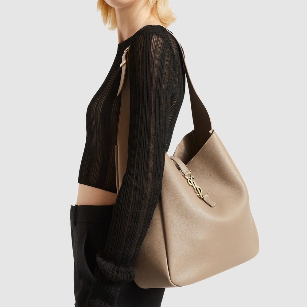 COPY - Saint Laurent Le 5 À 7 Supple Large in Grained Leather Dusty Grey